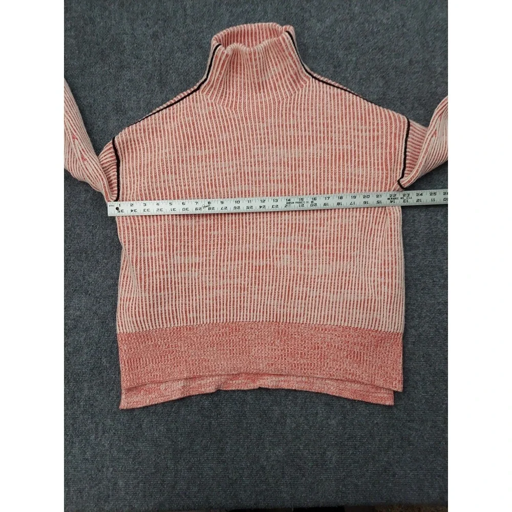 Soft Surroundings Selene Sweater Women Medium Pink Ribbed Turtleneck Black Pipe‎